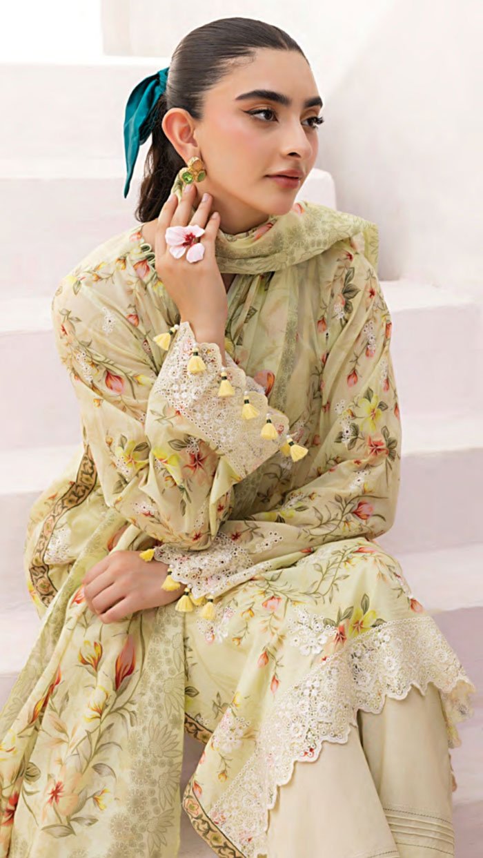 Unstitched 3-Piece Embroidered Lawn Suit – D03 - Image 2