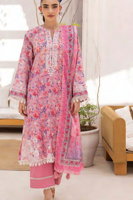 Unstitched 3-Piece Embroidered Lawn Suit - D05