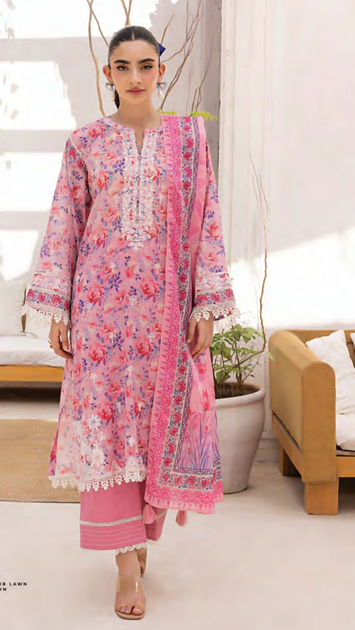 Unstitched 3-Piece Embroidered Lawn Suit - D05