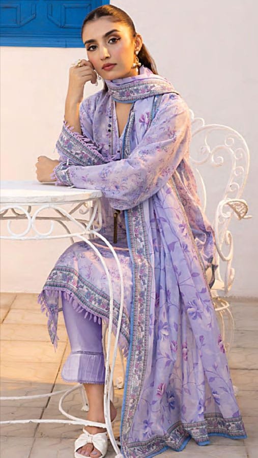 Lakhany Printed Lawn Suits - D01 - Image 2