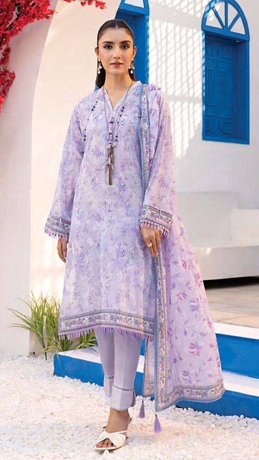 Lakhany Printed Lawn Suits - D01 - Image 3