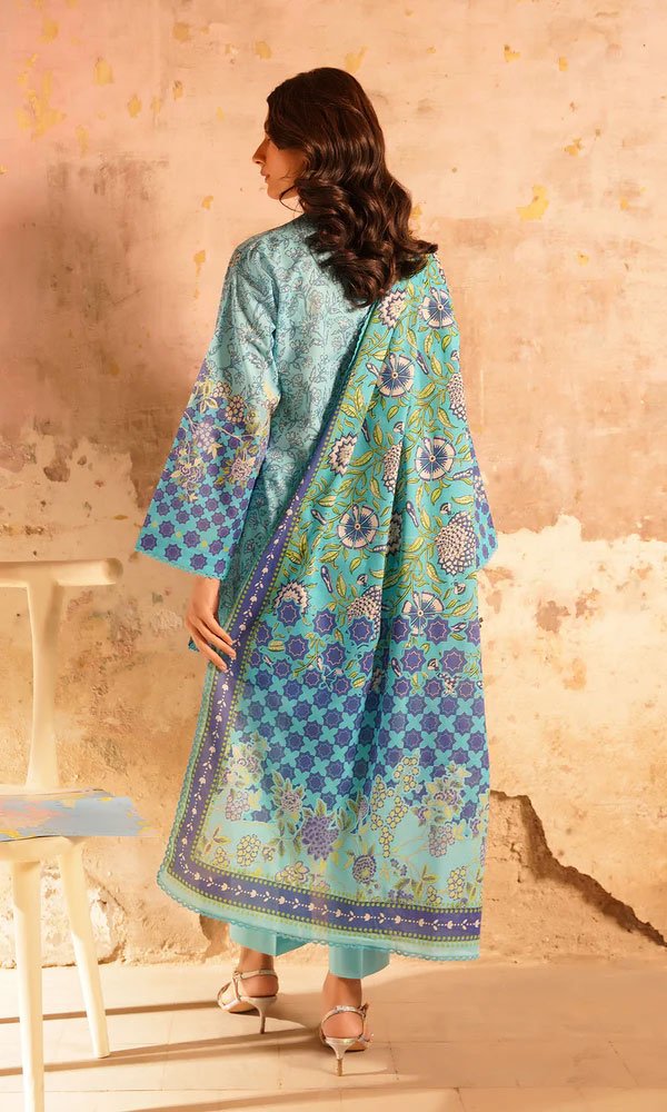Unstitched Floral Printed Cotton Suit - 09 - Image 2