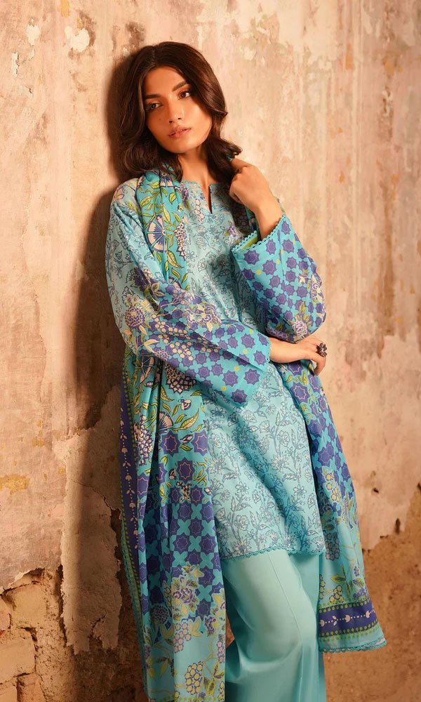 Unstitched Floral Printed Cotton Suit - 09 - Image 5