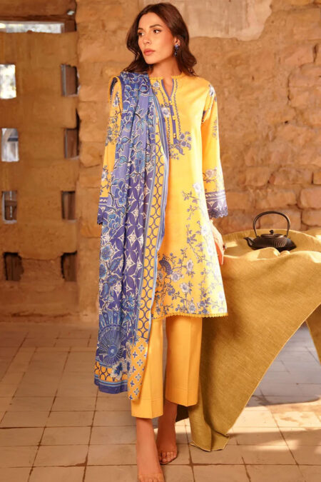 Unstitched Floral Printed Cotton Suit - 10