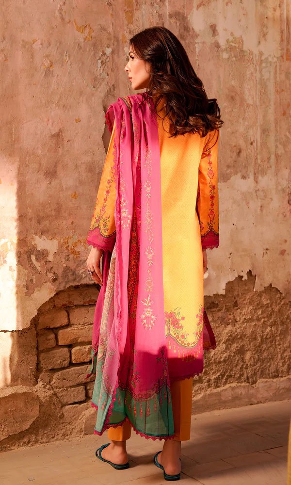Unstitched Floral Printed Cotton Suit - 11 - Image 2