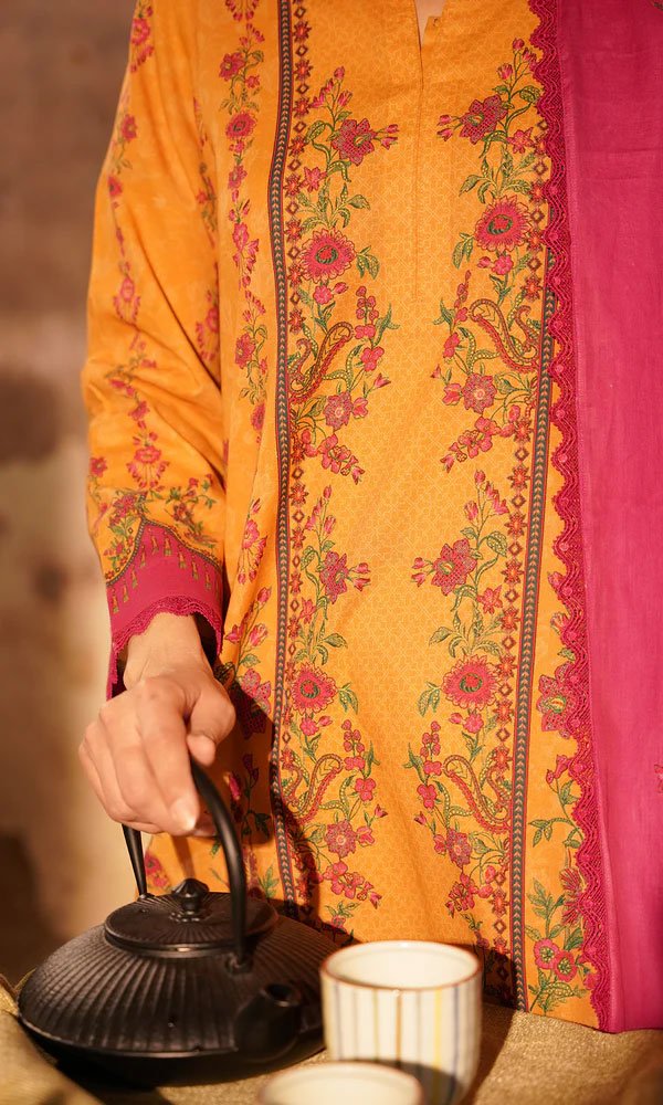 Unstitched Floral Printed Cotton Suit - 11 - Image 3