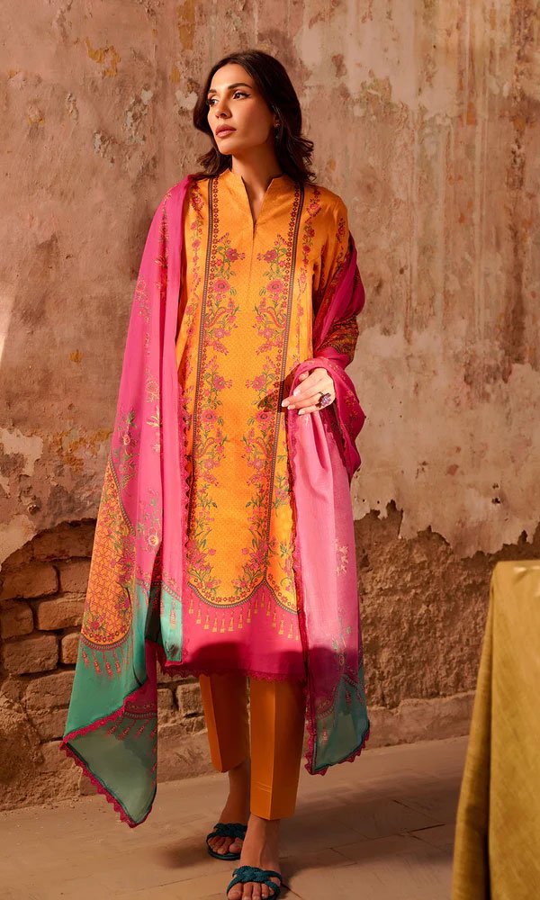 Unstitched Floral Printed Cotton Suit - 11 - Image 5