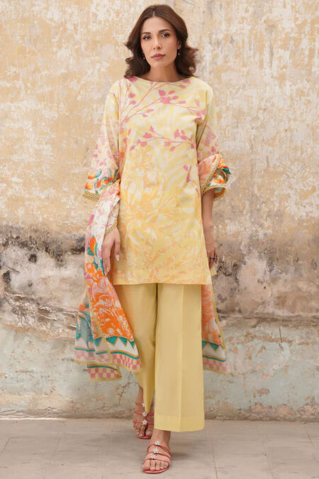 Unstitched Floral Printed Cotton Suit - 12