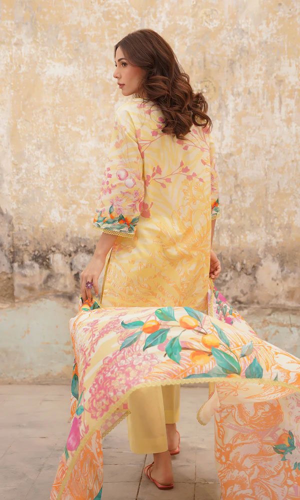 Unstitched Floral Printed Cotton Suit - 12 - Image 2