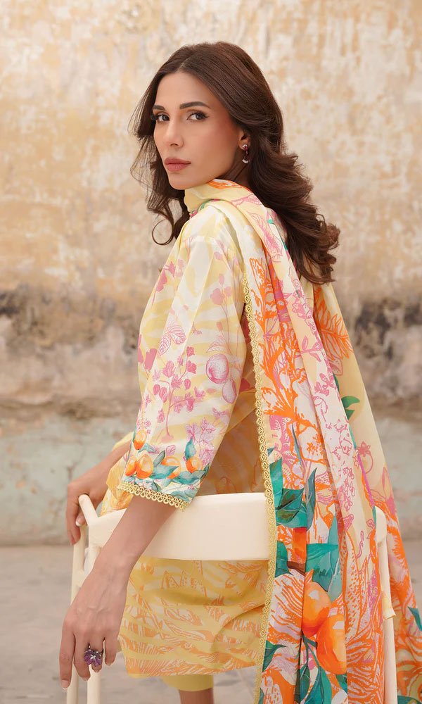 Unstitched Floral Printed Cotton Suit - 12 - Image 5