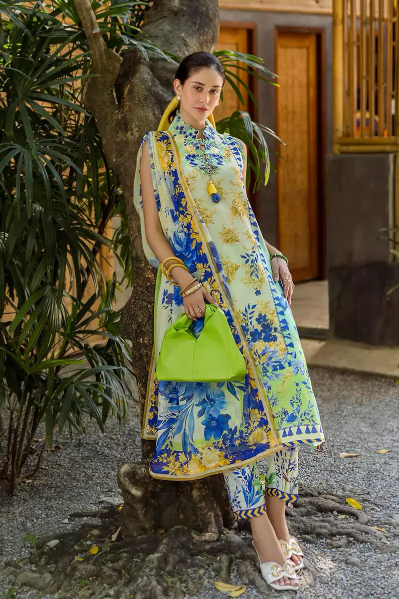 Luxury Embroidered Lawn Suit With Silk Dupatta - Celora - Image 3