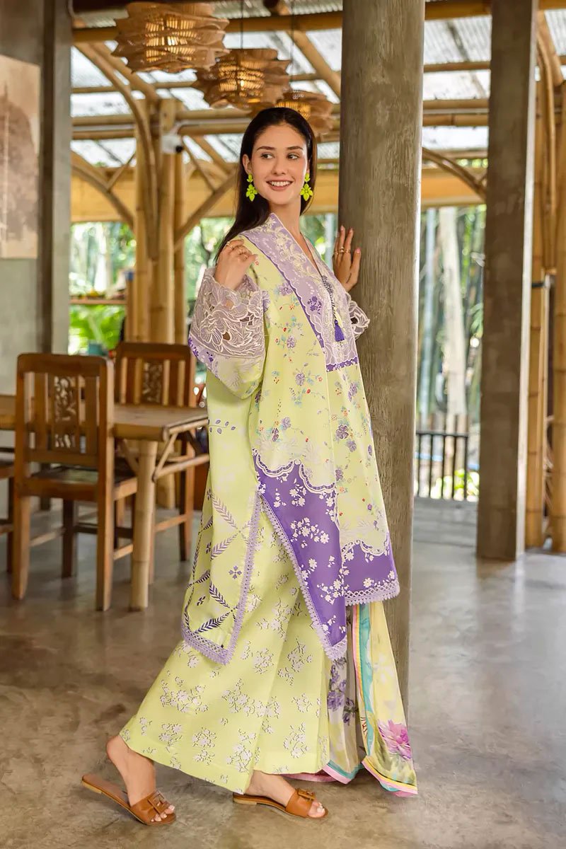 Luxury Embroidered Lawn Suit With Silk Dupatta - Elysse - Image 3