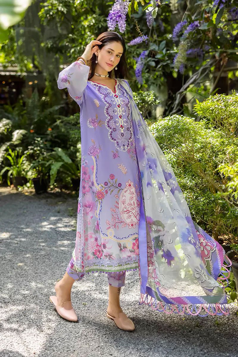 Luxury Embroidered Lawn Suit With Silk Dupatta - Meliora - Image 3