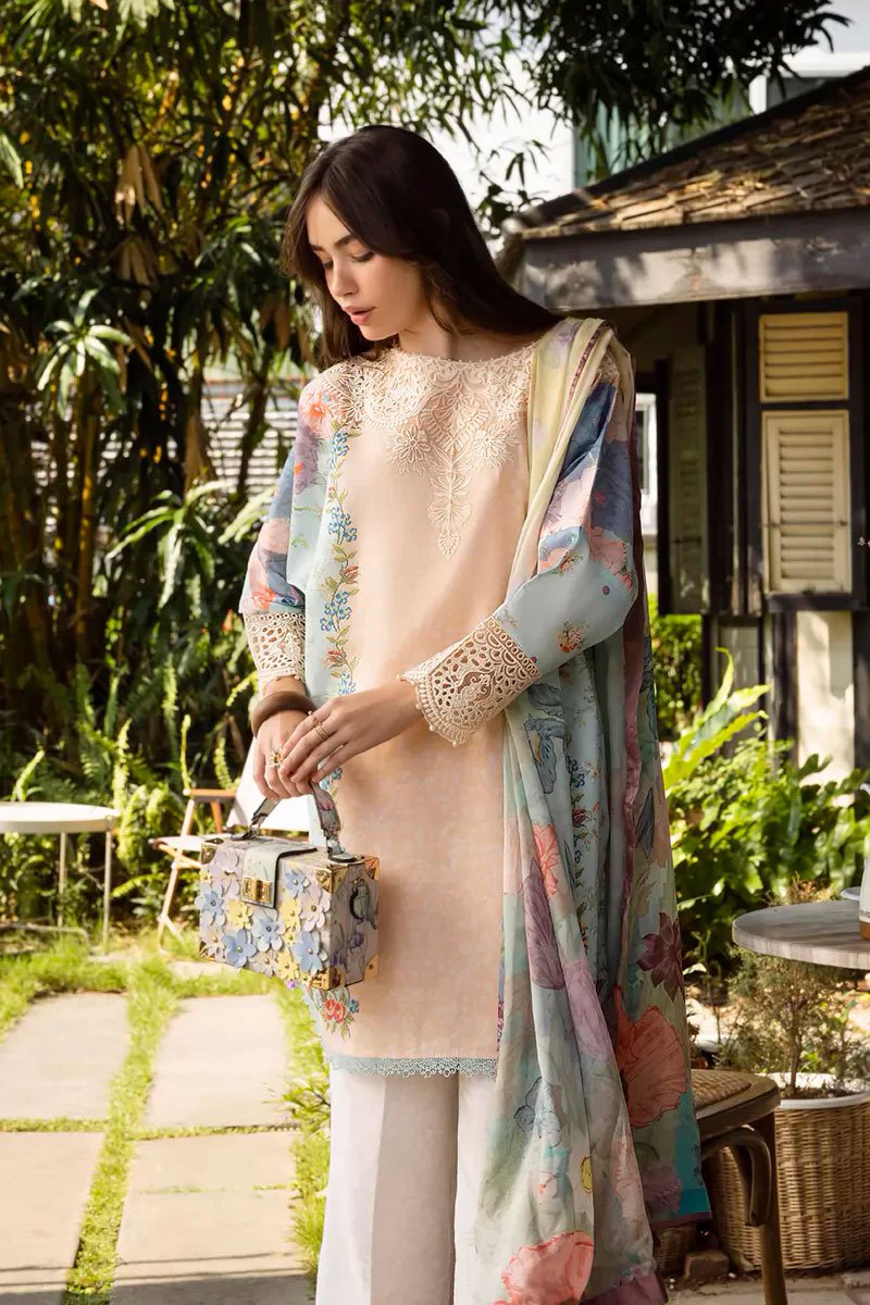 Luxury Embroidered Lawn Suit With Silk Dupatta - Ornella - Image 2