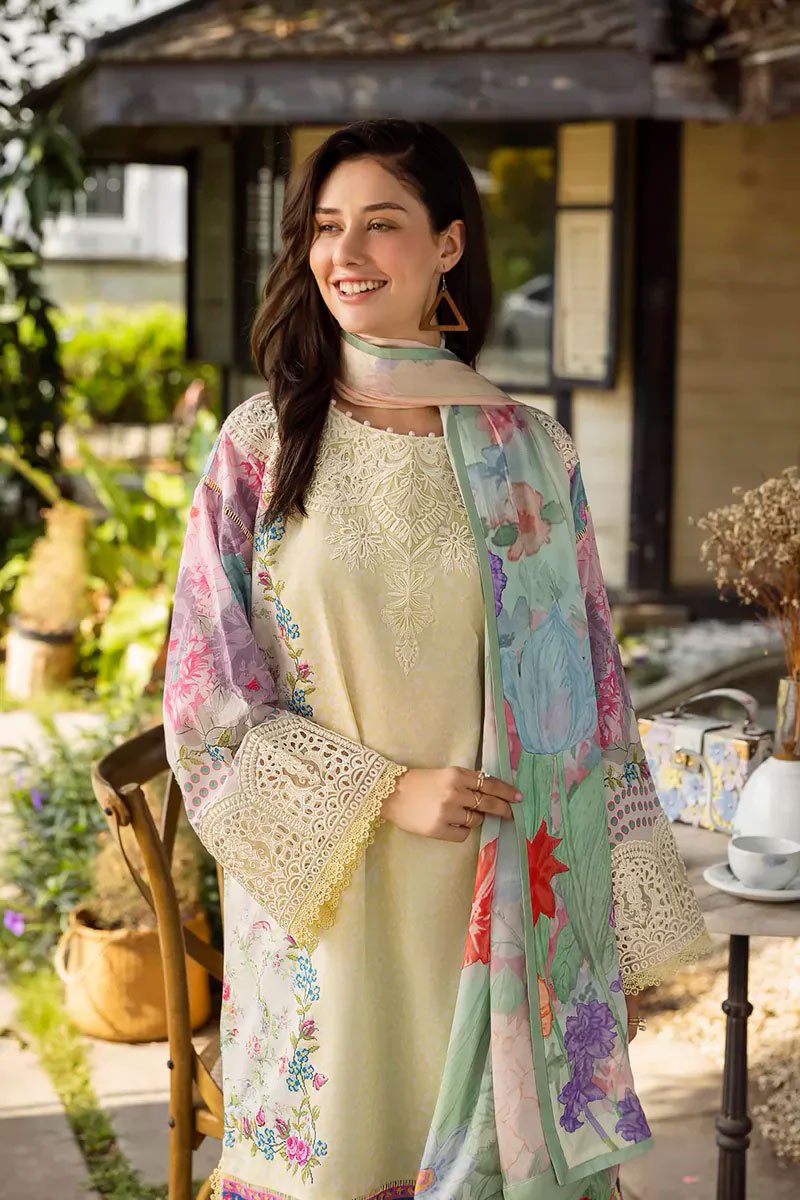 Luxury Embroidered Lawn Suit With Silk Dupatta - Velora - Image 2