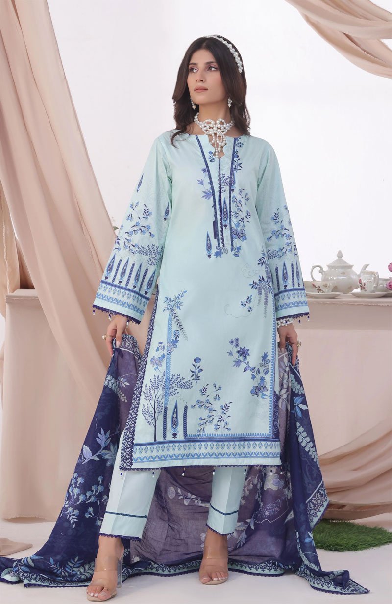 Printed Cotton Suit With Dupatta - 04
