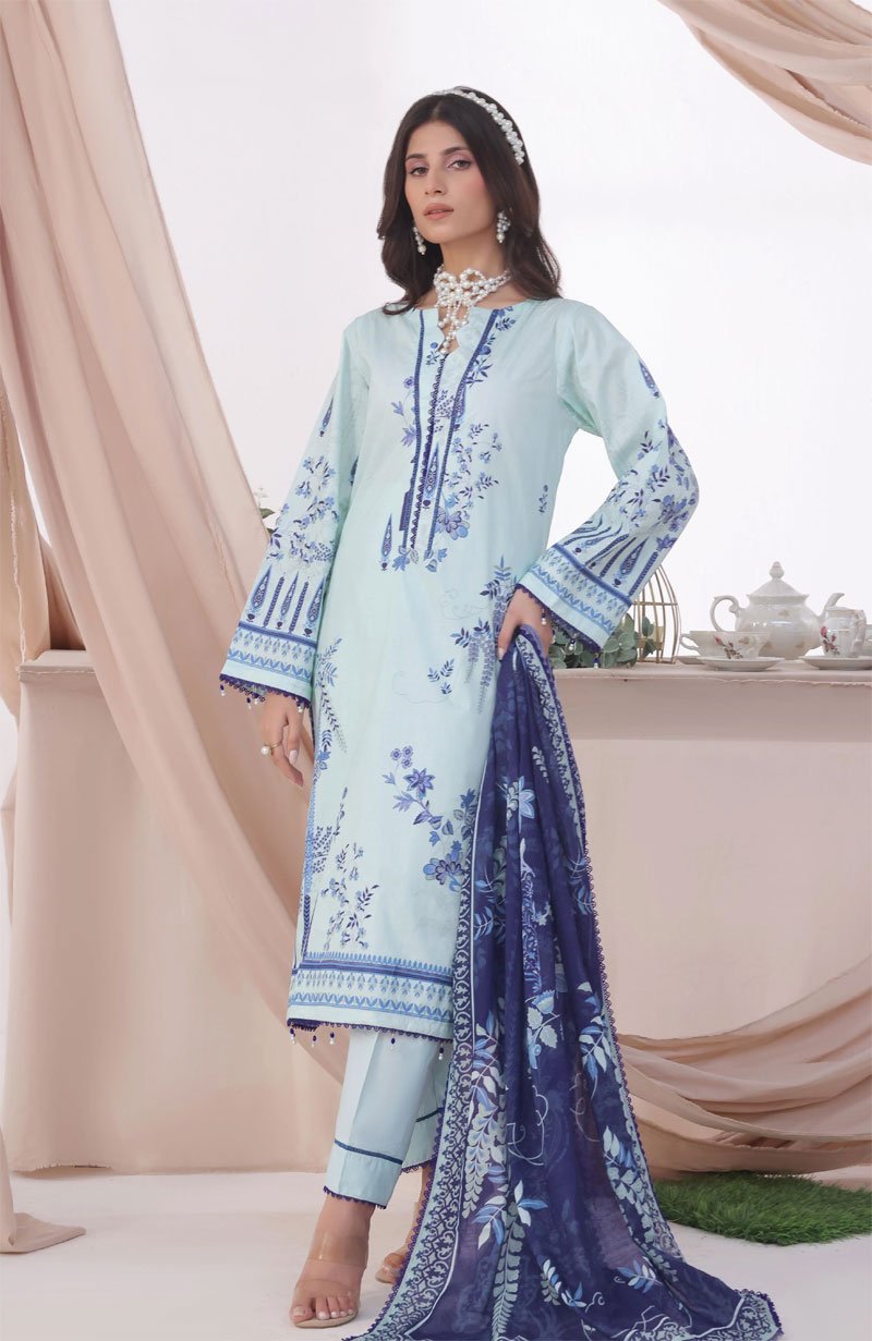 Printed Cotton Suit With Dupatta - 04 - Image 3