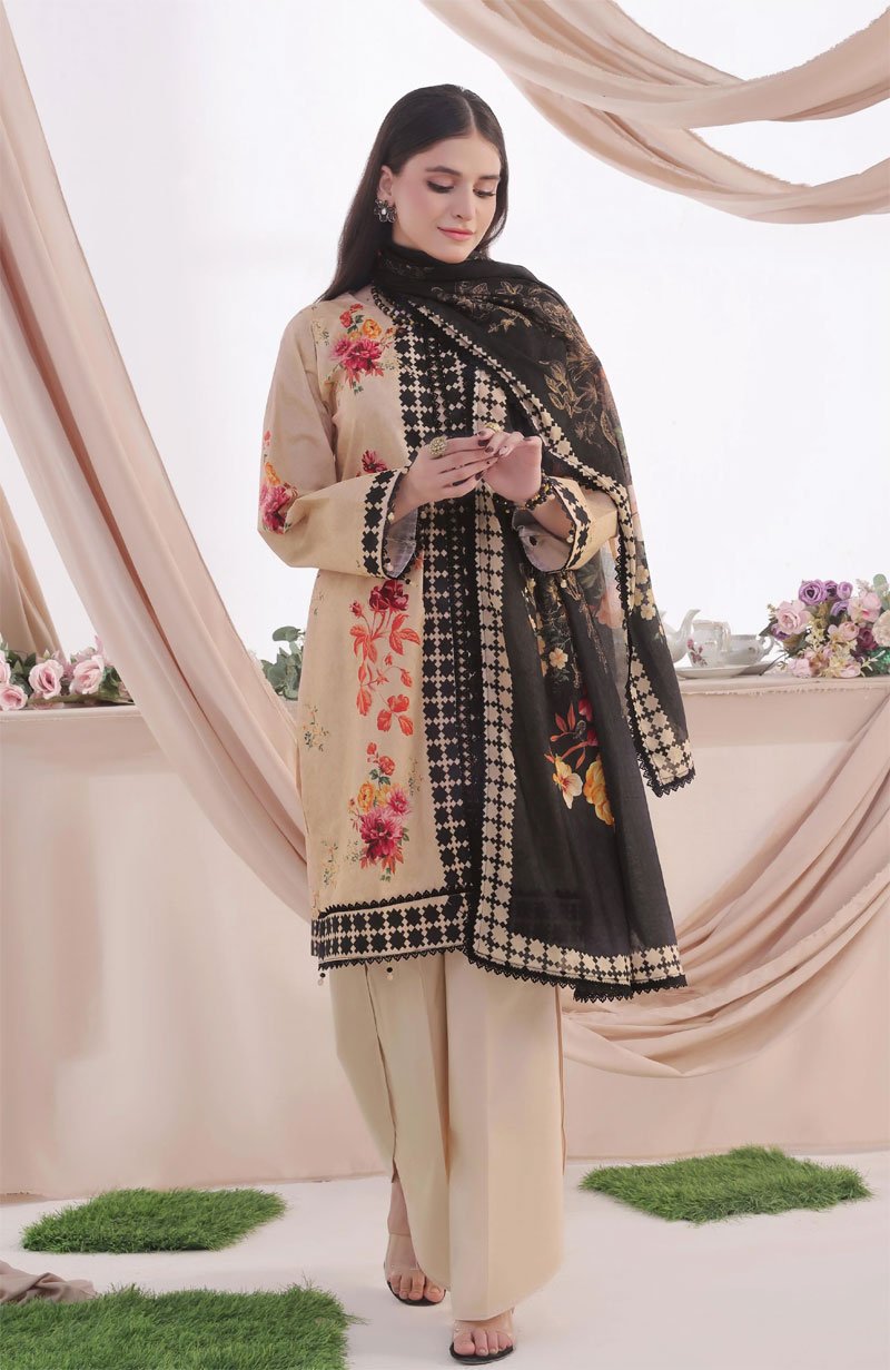 Printed Cotton Suit With Dupatta - 06