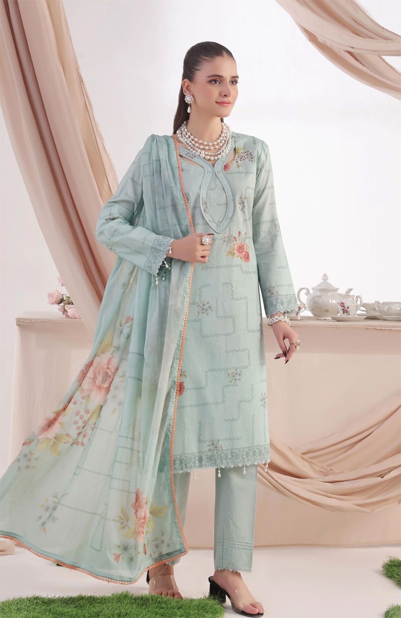 Printed Cotton Suit With Dupatta - 07