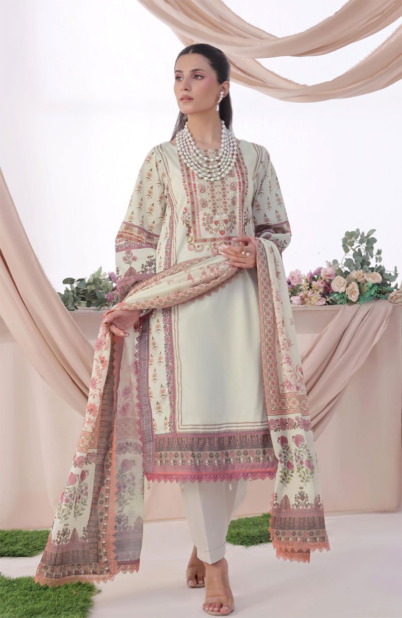 Printed Cotton Suit With Dupatta - 08 - Image 3