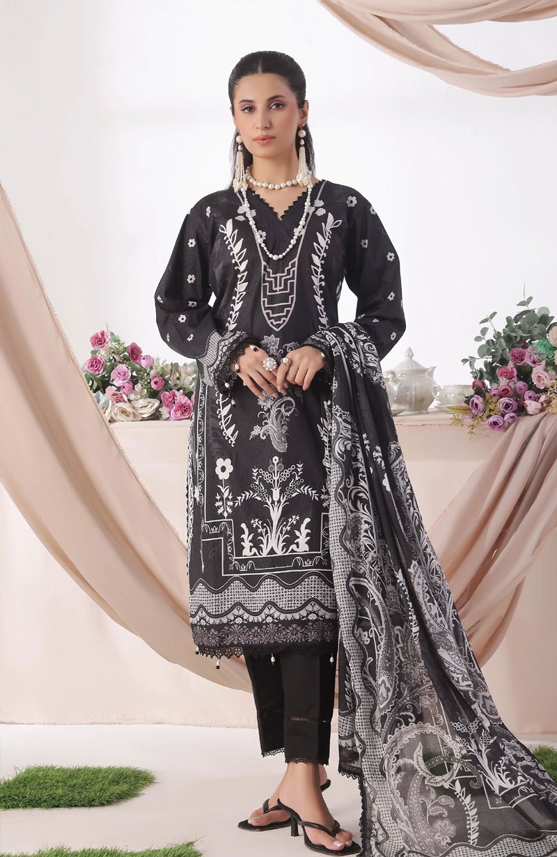 Printed Cotton Suit With Dupatta - 09