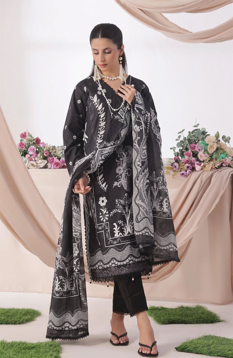 Printed Cotton Suit With Dupatta - 09 - Image 3