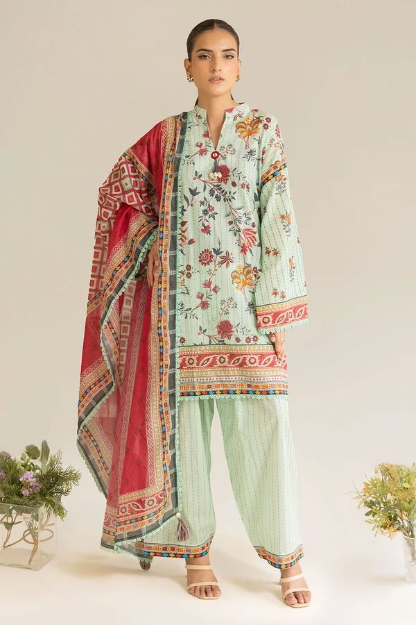 3 Piece Unstitched Printed Lawn Suit - 06
