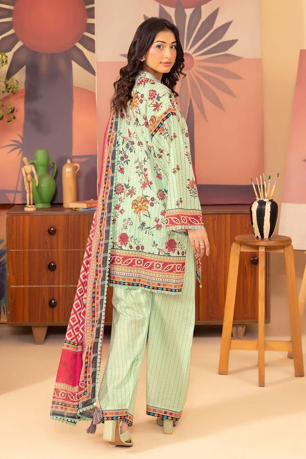 3 Piece Unstitched Printed Lawn Suit - 06 - Image 3