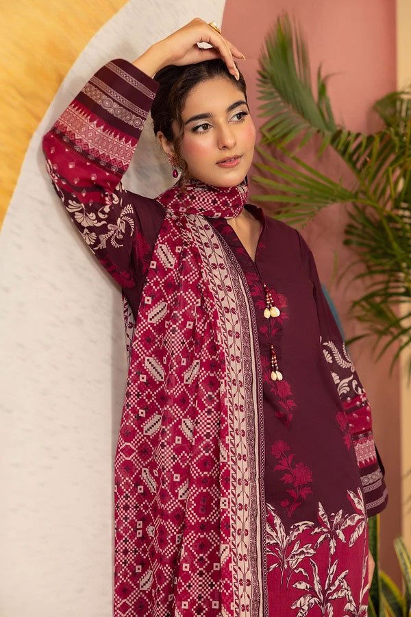 3 Piece Unstitched Printed Lawn Suit - 07 - Image 2