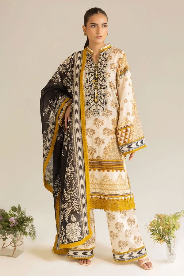 3 Piece Unstitched Printed Lawn Suit - 11