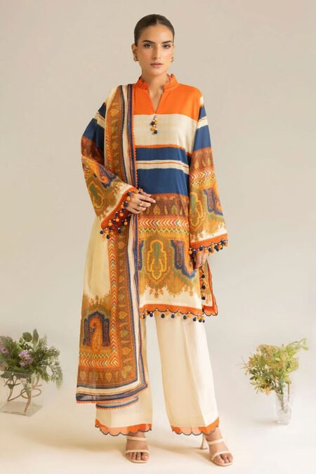 3 Piece Unstitched Printed Lawn Suit - 13