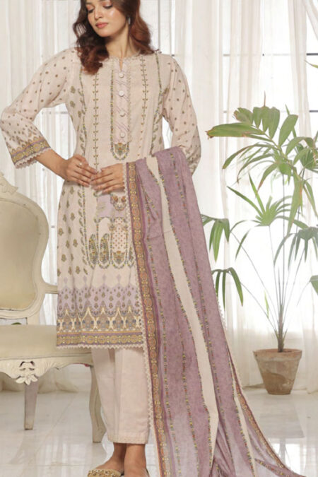 3 Piece Unstitched Printed Suit - 04