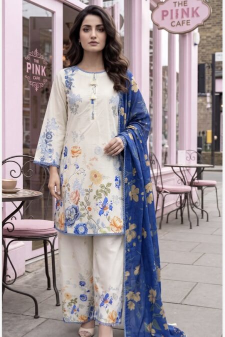 Off White Color Pakistani Lawn Suits - 05