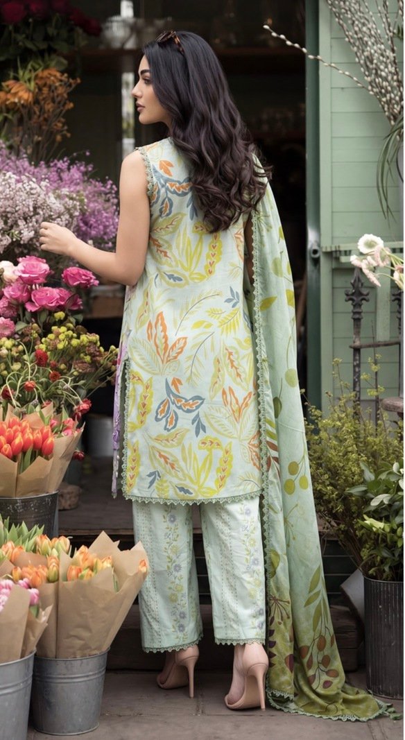 Peach Color Pakistani Lawn Suits - 07 - Image 2