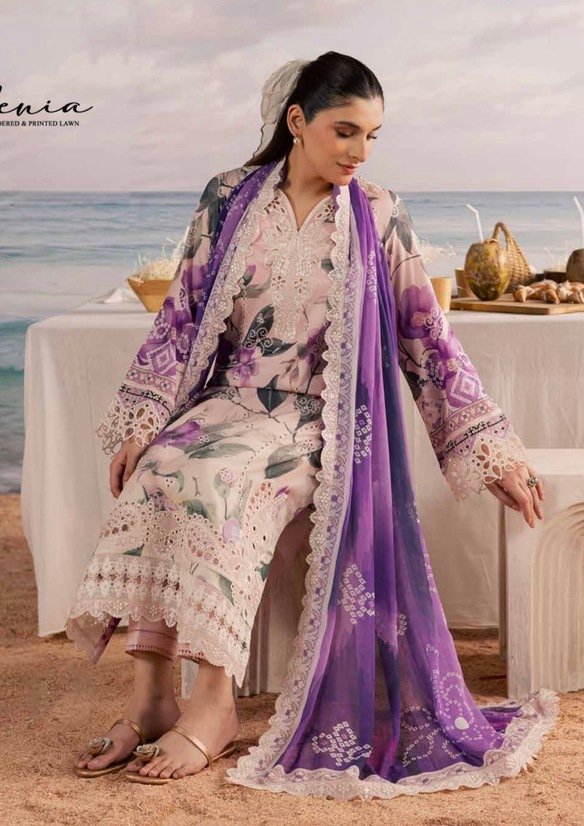 Unstitched Purple and Off-White Color Salwar Suit - 002 - Image 3