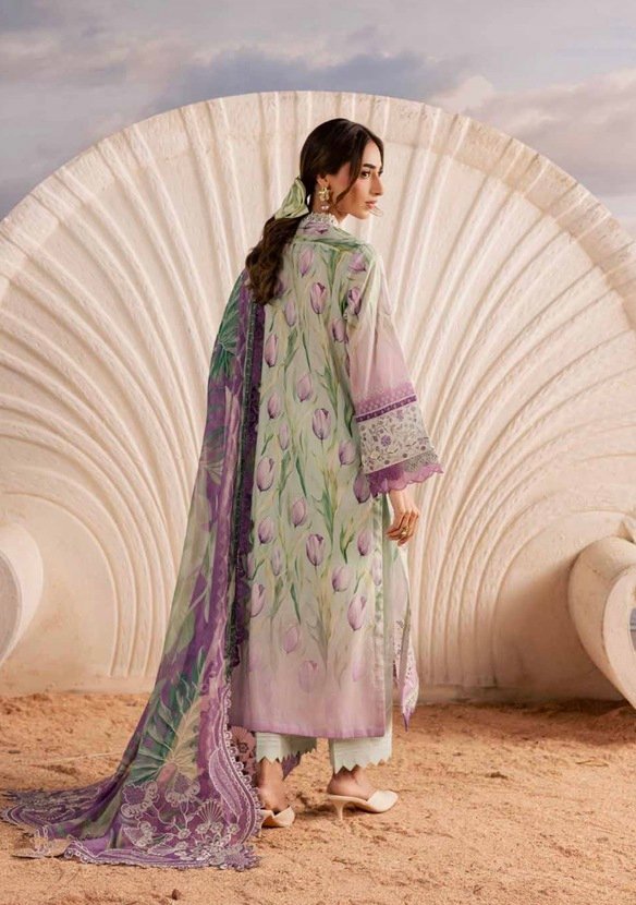 Unstitched Sea Green and Purple Pakistani Suit - 004 - Image 2