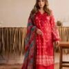 Nureh Red Color Embroidered Printed Lawn - 009