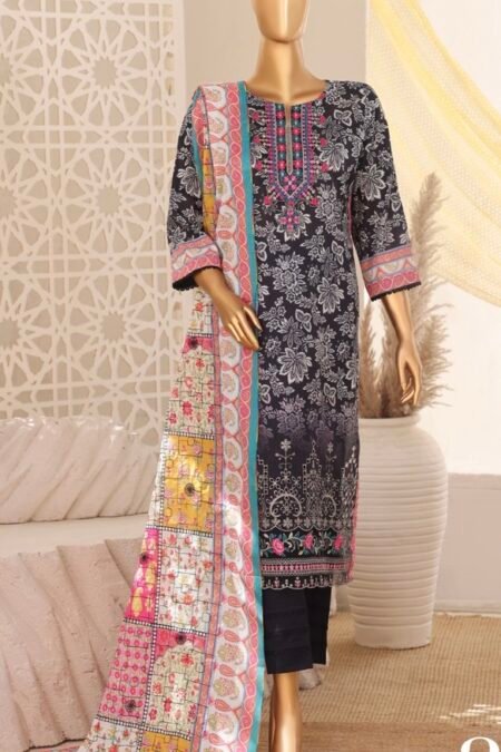 Black Embroidered Printed Salwar Kameez - 05