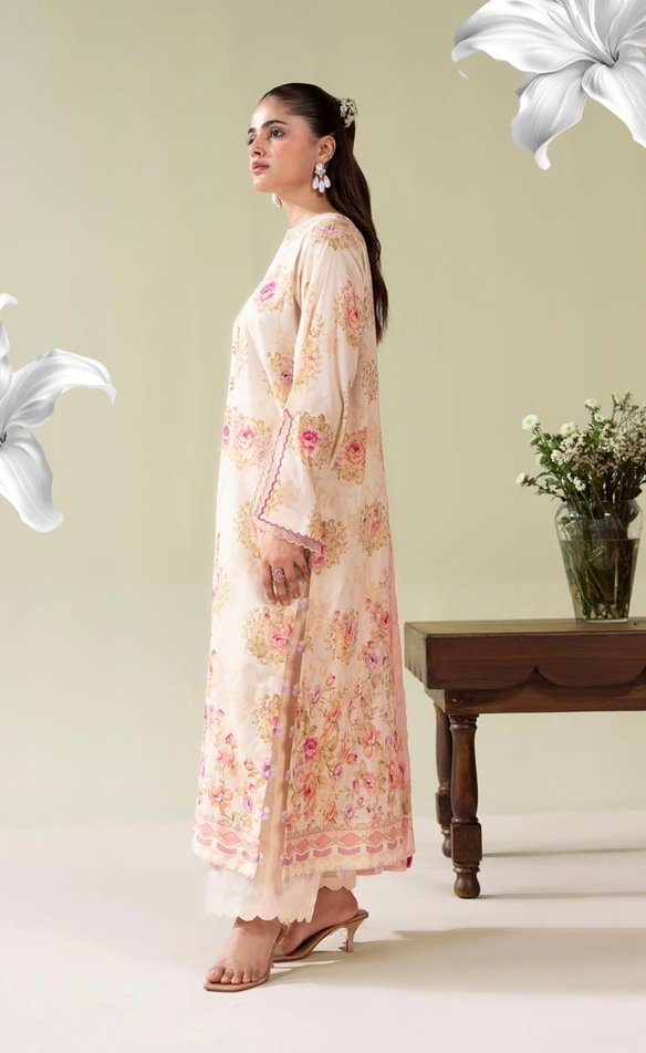 3-Pieces Unstitched Orange Salwar and Shirt with Dupatta - SS008 - Image 3