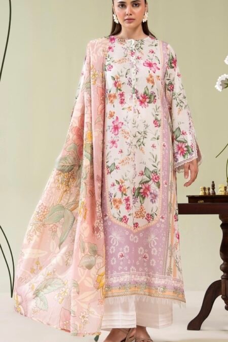 3-Pieces Unstitched Off-White Salwar Kameez with Dupatta - SS004