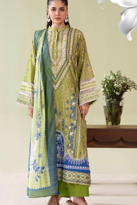 3-Pieces Unstitched Green Salwar Kameez with Dupatta - SS005