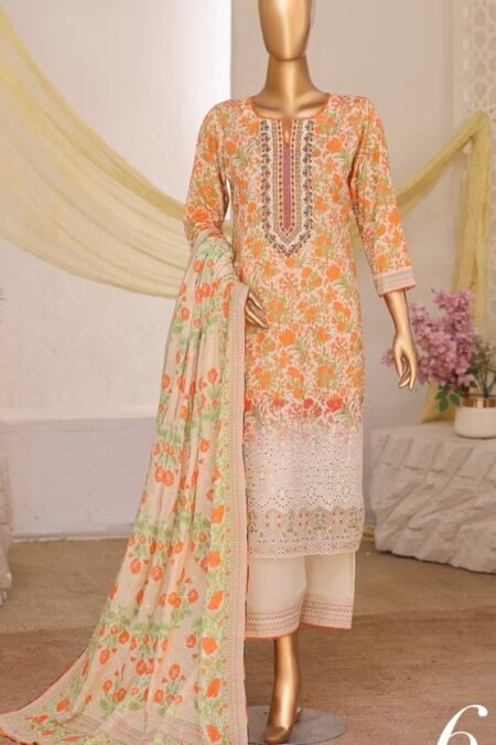 Orange Embroidered Printed Salwar Kameez - 04
