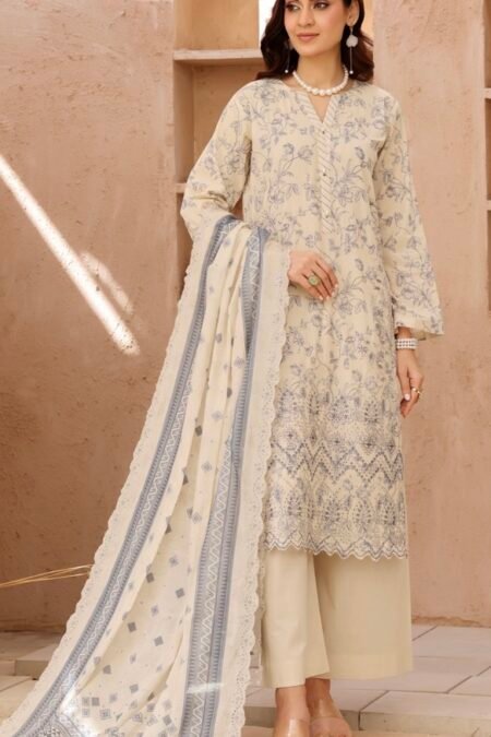 Off-White Embroidered Salwar Kameez - 001