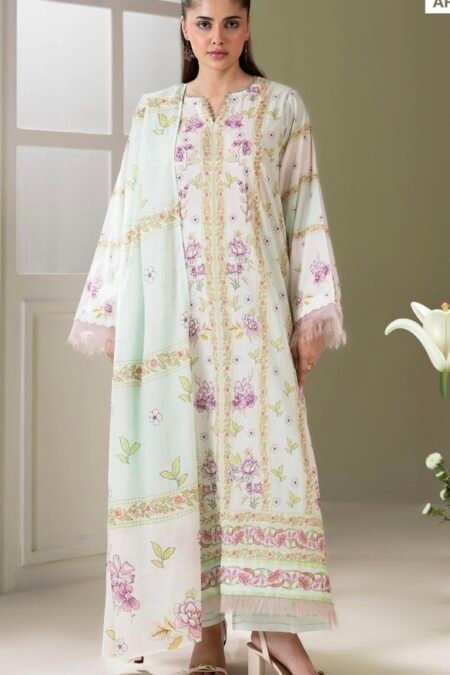 3-Pieces Unstitched Off-White Lawn Suit - SS001