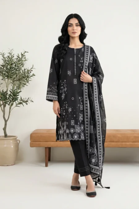 black & while lawn salwar kameez