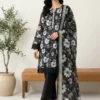 Elegant Black Base White Pattern Lawn Suit