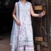 Unstitched Pakistani lawn suit with chiffon dupatta