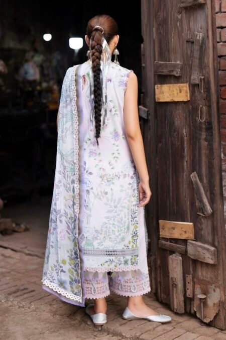Alternative view of Unstitched lawn salwar suit paired with chiffon dupatta - UJ011