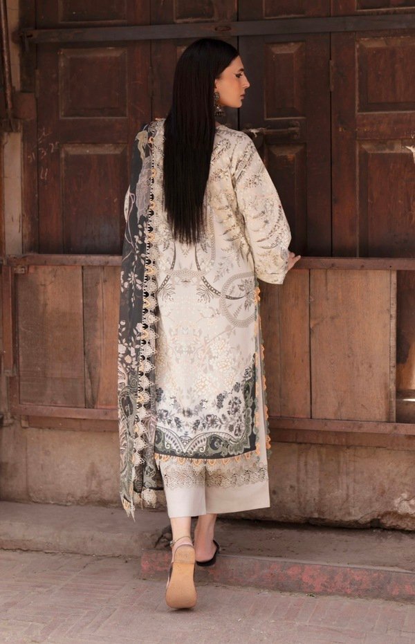 Summer lawn salwar suit paired with chiffon dupatta - UJ010 - Image 2