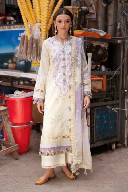 Soft cotton Pakistani lawn suit with chiffon dupatta